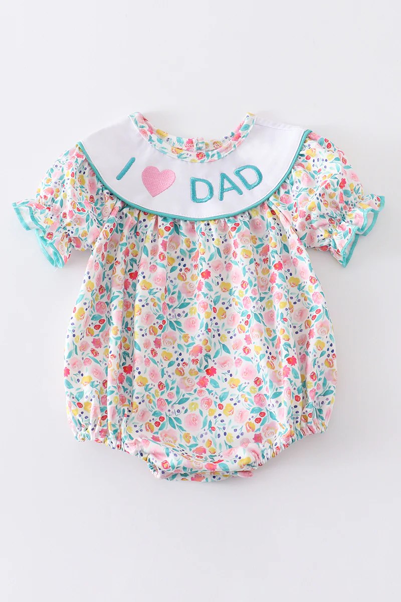 Teal Floral I Love Dad Bubble